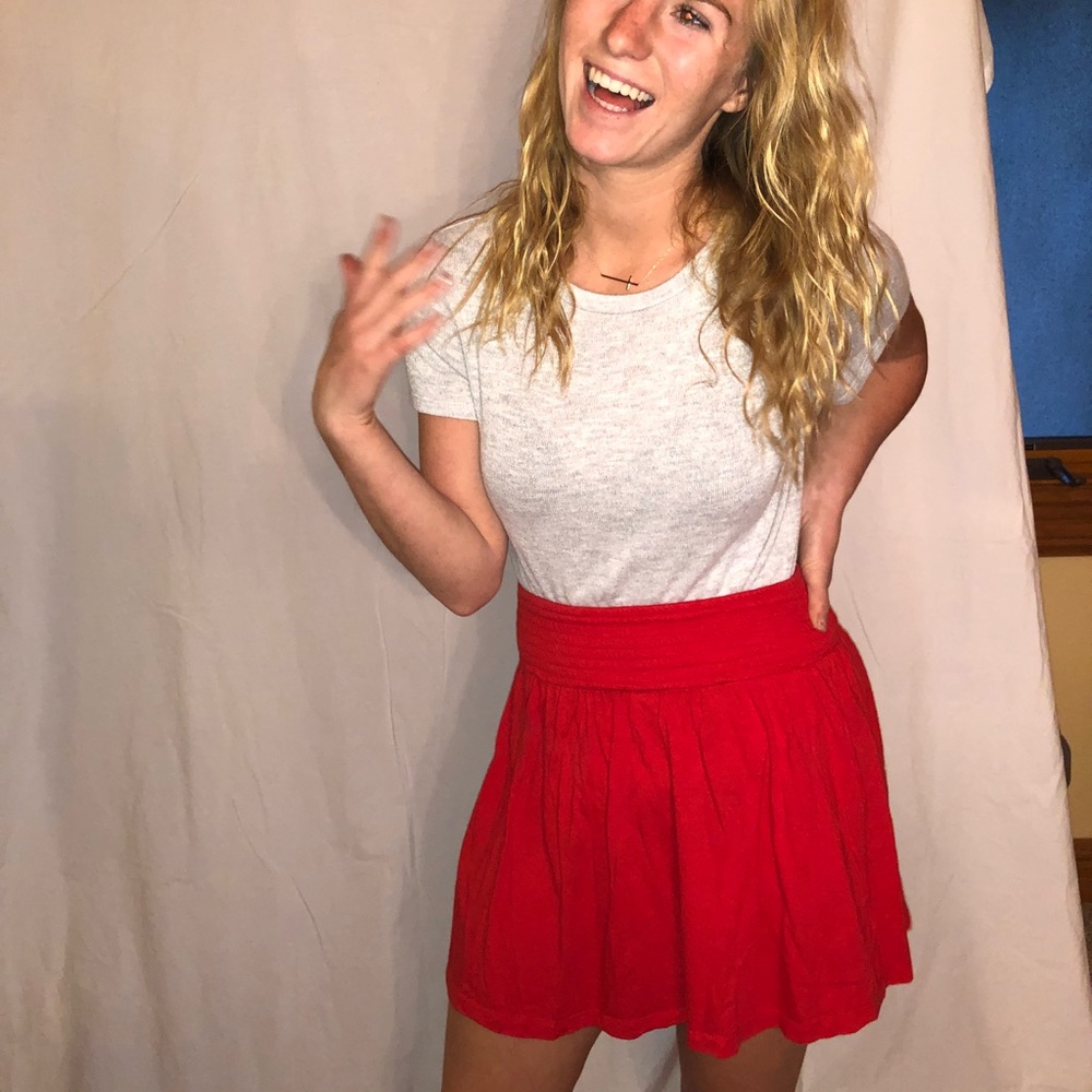 Bright red flirty skirt